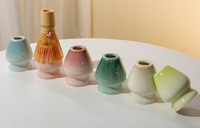 Ensemble de thé matcha portable en céramique rose et verte personnalisé, 4 pièces, 5 pièces, 7 pièces, 8 pièces, design Japandi, bol à matcha, fouet, kit