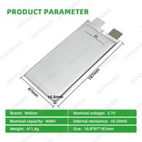 Batterie à semi-conducteurs HHPOWER 3.7V 40Ah 327Wh/kg Haute Densité Énergétique Décharge Élevée 10C Cellule Pouch 40000mAh pour Drone UAV VTOL