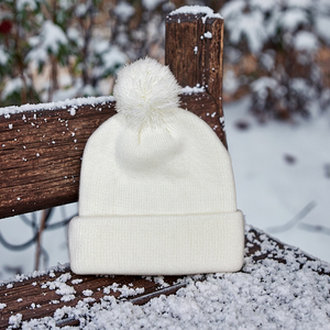 <span class=keywords><strong>Bonnet</strong></span> tricoté avec <span class=keywords><strong>pompon</strong></span>, vente en gros d'usine OEM, casquette à revers beige et blanche de haute qualité avec logo personnalisé, Gorras pour <span class=keywords><strong>homme</strong></span>, hiver - Product Image 3