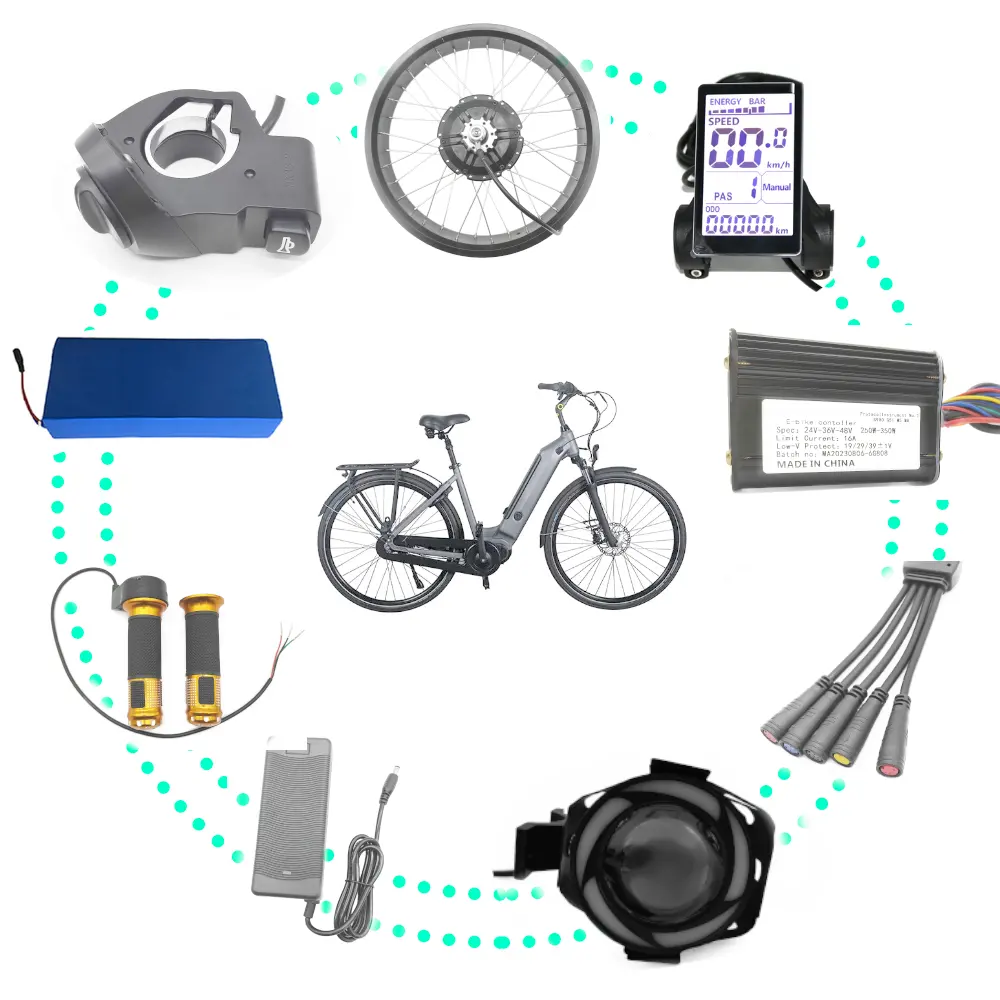 Kit de conversión de ebike HOSH 48V 350W 16 20 24 26 28 pulgadas Kit de motor de cubo para Ebike con accesorios opcionales