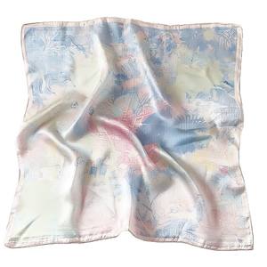 Écharpe en soie Vintage d'été pour femmes nouvelle mode 53x53cm petit châle carré en soie - Product Image 5