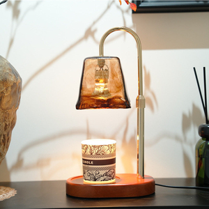 Black Glass <b>Candle</b> Warmer <b>Lamp</b> with Crystal Dome <b>Shade</b> Modern LED Table Light AC Powered Eco-friendly for Bedroom - Product Image 5