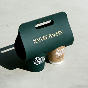 Afhaalbare draagbare koffiehouder voor 2-4 bekers met logo - Product Image 1