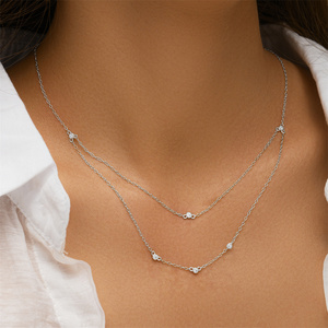 สร้อยคอผู้หญิง CANNER ชุบทองคำแท้ เงินแท้ 925 ประดับเพชรซิคอนสองชั้น - Product Image 4