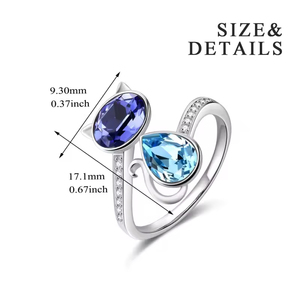 Anelli in Argento Sterling 925 con Cristalli a Forma di Gatto, Regolabili, con Gemme Blu e Viola, Gioielli per Donne - Product Image 4