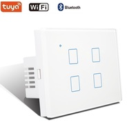 Interrupteur mural intelligent double pôle 4 gangs LAPU 10A, étanche, avec panneau en verre, contrôle tactile, compatible APP Smart Life, norme américaine