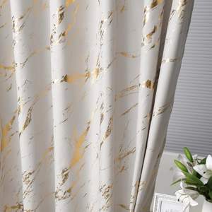 Ensemble de rideaux de douche en polyester imperméable avec motif marbré en feuille d'or et d'argent, taille personnalisée, vente en gros uniquement - Product Image 2