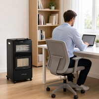 Chauffage double usage pliable gaz-électrique 2-en-1 certifié CE, portable avec roulettes pivotantes, pour la maison, à économie d'énergie