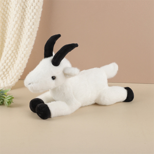 Peluche de Cabra en Posición Acostada, Blanco y Negro, Peluche de Animal Personalizado al por Mayor - Product Image 1