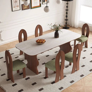 <span class=keywords><strong>Table</strong></span> à manger moderne en bois massif et dessus en marbre avec 6 chaises-Meubles <span class=keywords><strong>de</strong></span> salle à manger durables pour appartement, restaurant, villa - Product Image 6