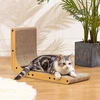Griffoir pour chat en papier haute densité écologique moderne, en forme de L, avec jouet boule, emballé en carton, Noël