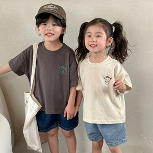 Venta al por mayor de algodón personalizado de gran tamaño niños camiseta verano ropa Lisa desgaste para niños niñas estilo casual con patrón de logotipo de dibujos animados - Product Image 3