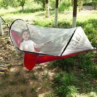 Hamac de camping 2-en-1 avec moustiquaire, lit suspendu ultraléger en nylon parachute