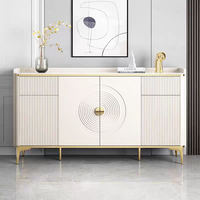 Table basse en bois blanc de campagne minimaliste de chambre à coucher de salon et armoire de buffet de buffet de buffet avec le dessus en marbre