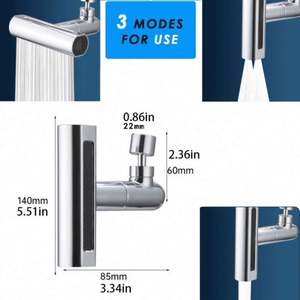 Robinet de cuisine blanc en acier inoxydable avec tête de pulvérisation à jet cascade, filtre diffuseur et buse économiseuse d'eau - Product Image 6