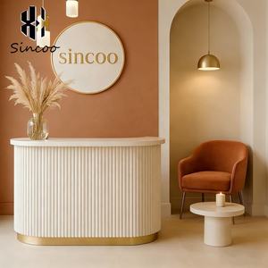 Italy Best Selling Curved Luxury Spa <b>Nail</b> Salon Counter Front TableCustom Sizes Modern Beauty Salon Reception <b>Desk</b> - Product Image 1