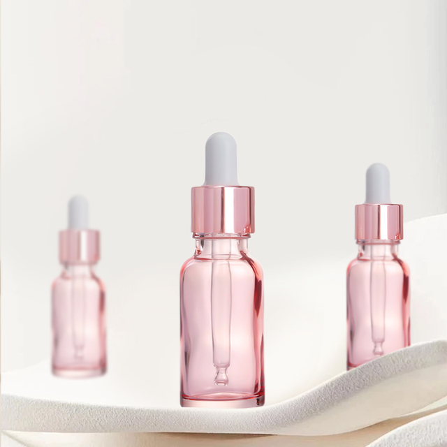 Dropper Bottles Refillable Cosmetic Container Pink Glass Bottle for Essential Massage Oil Pipette