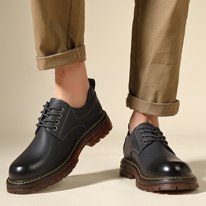 Chaussures britanniques élégantes pour hommes en plein air Camping bottes en cuir chaussures confortables bottes en cuir de travail à semelle épaisse - Product Image 6