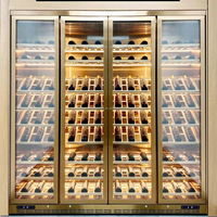 Réfrigérateur de cave à vin à double porte pour usage domestique Contrôle de la température 5 ~ 20'C Étagère en bois ou en acier inoxydable Refroidisseur de bouteilles de vin