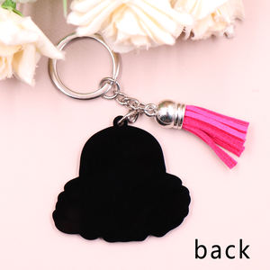 KHS272KH1213 Trendy africano ragazza <span class=keywords><strong>BHM</strong></span> nuovo prodotto con UV stampato acrilico plastica e acciaio inox portachiavi fornitore - Product Image 4