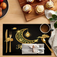 Décoration d'ambiance pour le festival du Ramadan, set de table en lin imprimé occidental, 45x30cm, carré, vaisselle de cuisine, tapis résistant à la chaleur