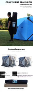 Tente de pêche d'<span class=keywords><strong>hiver</strong></span> OEM tente pour étang à poissons abri de pêche sur glace coton Portable 4 personnes Pop up tentes de pêche sur glace - Product Image 6
