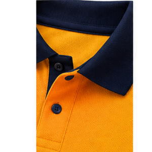Yellow Navy Blue Colorblock Polo <b>TShirt</b> for Men Dry Fit <b>Polyester</b> Reflective Strip Sports Jersey Collared Activewear Top - Product Image 5