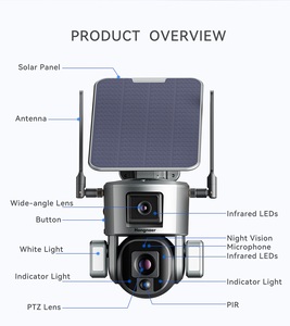 Hongnaer 8MP 4G LTE không dây năng lượng mặt trời giám sát điện CCTV PTZ IP Camera 4K 4G Thẻ Sim ống kính kép ngoài trời an ninh năng lượng mặt trời camer - Product Image 2