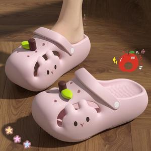 Pantuflas de Verano Ligeras y Suaves con Forma de Manzana y Conejo Kawaii, de <span class=keywords><strong>EVA</strong></span> Transpirable con Amortiguación de Nube, de Doble Uso, al por Mayor - Product Image 4
