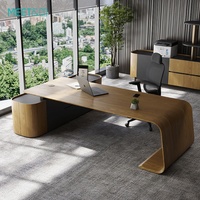 Escritorio Ejecutivo Modular Moderno de Lujo de Alta Gama, Convertible, Base de Metal Extensible, Chapa de Madera Pintada, Duradero, Garantía de 36 Meses, Oficina