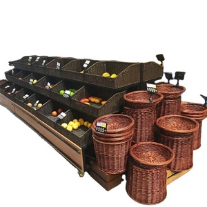 Custom Cheap Wooden Supermarket Vegetable And Fruit Rack With Spray System