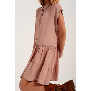 Abito chemisier con orlo a strati in rosa chiaro - Product Image 3