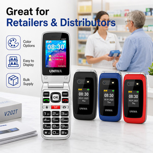 Téléphone portable à clapet UNIWA V202T pour seniors avec gros boutons, téléphone portable 4G avec grandes lettres, double écran, facile à utiliser - Product Image 1
