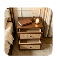 Table de chevet scandinave en bois, tables de nuit écologiques avec 2 tiroirs, meubles de chambre durables pour le salon