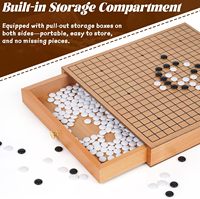Jeu de Go traditionnel en bois de 12 pouces avec tiroirs de rangement coulissants - Jeu de société classique Weiqi avec pierres noires/blanches pour débutants et adultes