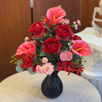 Usine directe rouge multi-tête Rose soie Bouquet fait à la main fête des mères mariage noël intérieur extérieur décoration remise des diplômes