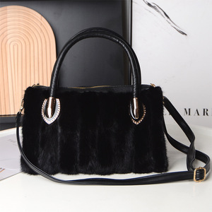 Sacs de messager hiver automne nouveau Vintage classique solide sangle de fourrure grande capacité bandoulière - Product Image 2