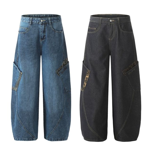 Custom Blue Dark Wash Pants Balloon Shape Detail Simple Fashion Pleated Loose Twist for Party Decorations RTS Classic Collection