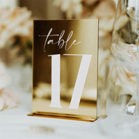 Numéro de table rectangulaire en acrylique doré, finition miroir, pour mariage, fête, banquet, signalétique de table