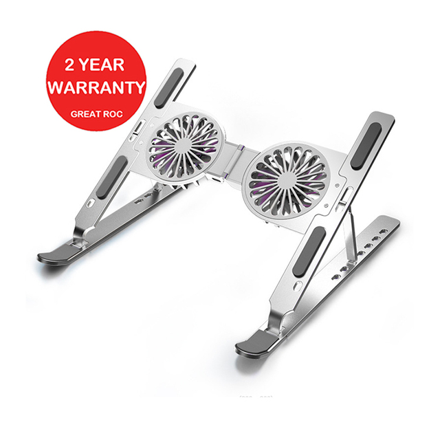 Great Roc Adjustable Laptop Fan Cooler Stand 7 Angles Foldable Portable Tablet Laptop Cooling Aluminum Alloy Laptop Stand