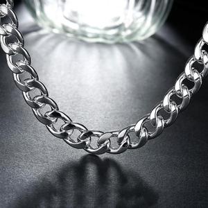 <span class=keywords><strong>Set</strong></span> Collana e Bracciale da Uomo con Chiusura Quadrata da 10mm, Placcato <span class=keywords><strong>Argento</strong></span> 925, Catena Cubana Hip Hop, Accessori Moda - Product Image 4