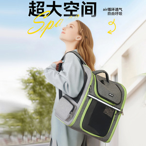 Pet Carrier <b>Backpack</b> Airline Approved Large Capacity Breathable For <b>Cat</b> Outdoor Travel Gray Green - Product Image 3