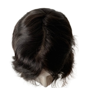 <b>Mens</b> 0.02-0.03mm Full Pu V Loop Natural Wave Human Hair <b>Wigs</b> Male Toupee Piece Hair System Hair for Best Price Good Quality#1B - Product Image 6