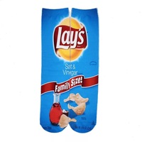 SHANXIN faible quantité minimale de commande amusant croustilles ad motif Sublimation impression heureux équipage nouveauté drôle chaussettes