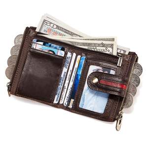 Portefeuille multifonctionnel en cuir véritable, capacité de 20 cartes et 8 billets, haute capacité, anti-vol, <span class=keywords><strong>fenêtre</strong></span> pour carte de crédit, accès rapide - Product Image 5