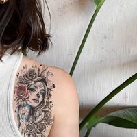 Nouveau design 3D noir réaliste tatouage temporaire feu lion tigre loup fleur crâne Halloween faux tatouages autocollants demi-bras