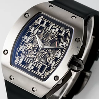 Reloj de Lujo Estilo 65-01 Ultrafino con Esfera Hueca, Correa de Fibra de Carbono y Caucho, Deportivo, Automático, Edición Limitada, con Puntero Personalizado