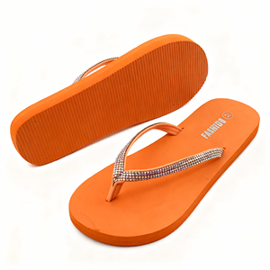 Tendance mode écologique pour femmes <span class=keywords><strong>Jolies</strong></span> <span class=keywords><strong>tongs</strong></span> roses avec des strass étincelants sur les brides Glamour décontracté Printemps Été - Product Image 2