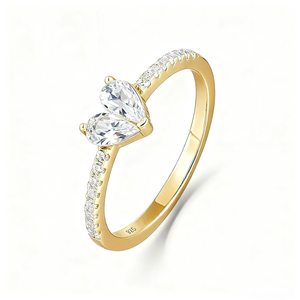 Anelli di Gioielleria Fine per Donne, <span class=keywords><strong>Anello</strong></span> di Fidanzamento con Moissanite, <span class=keywords><strong>Anello</strong></span> in <span class=keywords><strong>Argento</strong></span> Sterling 925 Placcato Oro <span class=keywords><strong>Rosa</strong></span> a Forma di Cuore - Product Image 2
