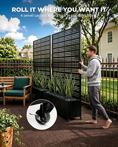 Jardinera Elevada 2 en 1 con Rejilla de Privacidad, Ruedas con Bloqueo, Resistente a la Oxidación, Fácil de Montar, para Patio, Balcón, Plantas Trepadoras - Product Image 4